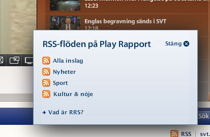 SVTs Play Rapport har nu RSS-flöde